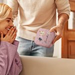 Borsa portaoggetti in velluto a coste personalizzata con nome personaggio e fiore regalo pratico per donne