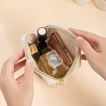 Borsa portaoggetti in velluto a coste personalizzata con nome personaggio e fiore regalo pratico per donne