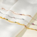 Personalizado 1-4 Familia Piedras de nacimiento y nombres Pulsera Minimalista Joyería Cumpleaños Día de la Madre Regalo de Navidad para las mujeres
