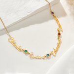 Collana personalizzata con 1-5 pietre e nomi di famiglia Gioielli minimalisti Anniversario Regalo di compleanno per donne
