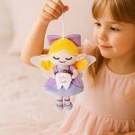 Personalised Cute Tooth Fairy Plush Doll Hanging Pillow with Name and Pocket Glass Bottle Bedroom Decoration Tooth Loss Souvenir Gift for Kids