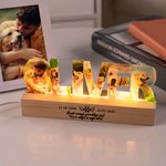 Gepersonaliseerde 3-7 Hond Kat Foto's Naam LED Nachtlampje met Houten Voet Woondecoratie Troostend Herinneringscadeau voor Huisdierbezitter