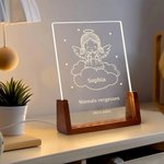 Personalisiertes Sternenkind Acryl LED-Nachtlicht mit Namen Text Datum und Holzsockel Erinnerungs­geschenk für Trauernde Eltern Familie
