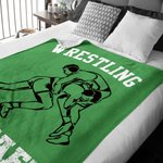 Personalized Multicolor Wrestling Silhouettes Soft Throw Blanket with Name and Text Home Decor Game Birthday Anniversary Gift for Wrestling Lover