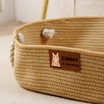 Personalised Cute Pet Photo Cotton Linen Pet Bed Basket with Handle and Name Medium Large Cat Daily Use Birthday Adoption Day Gift for Pet Owners