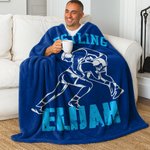 Personalized Multicolor Wrestling Silhouettes Soft Throw Blanket with Name and Text Home Decor Game Birthday Anniversary Gift for Wrestling Lover