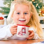 Personalized Cute Bow Snowman 12 oz Enamel Cup with Name and Initial Birthday Christmas Gift for Kids Family Friends