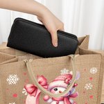 Personalizado de dibujos animados de Santa sombrero muñeco de nieve arco inicial bolsa de yute con el nombre de cumpleaños de Navidad de regalo para la familia amigos