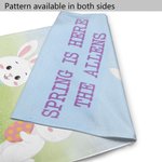 Spersonalizowana flaga ogrodowa Daisy Meadow Sky Cute Whimsical Dancing Bunnies z tekstem Wiosenny wystrój na zewnątrz Wielkanocny prezent dla rodziny, przyjaciela i miłośników ogrodów