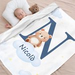 Coperta personalizzata morbida con nome iniziale e animali giraffa orso nuvola decor per la casa regalo di compleanno per bambini ragazze e ragazzi
