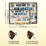 Personalized Distressed Retro Welcome to Our Party Metal Sign with Name and Place Wall Art Home Decor Summer Party Housewarming Gift for Family