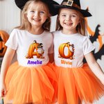 Personlig Söt Pumpa Initial Min Första Halloween 100% Bomull Barn T-shirt Baby Bodysuit med Namn Halloween Kostym Festgåva för Baby Barn