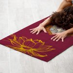 Personalized Character Lotus Flower Non Slip Yoga Mat Towel with Name and Mesh Travel Bag Sports Accessories Fitness Gift for Yoga Lovers