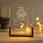 Personalisiertes Sternenkind Acryl LED-Nachtlicht mit Namen Text Datum und Holzsockel Erinnerungs­geschenk für Trauernde Eltern Familie