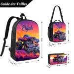 Sac à Dos Sac Repas et Trousse Personnalisé avec Motif Dinosaure Licorne et Nom Cadeau Rentrée Anniversaire pour Garçons Filles