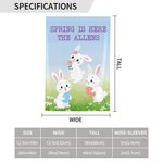 Spersonalizowana flaga ogrodowa Daisy Meadow Sky Cute Whimsical Dancing Bunnies z tekstem Wiosenny wystrój na zewnątrz Wielkanocny prezent dla rodziny, przyjaciela i miłośników ogrodów