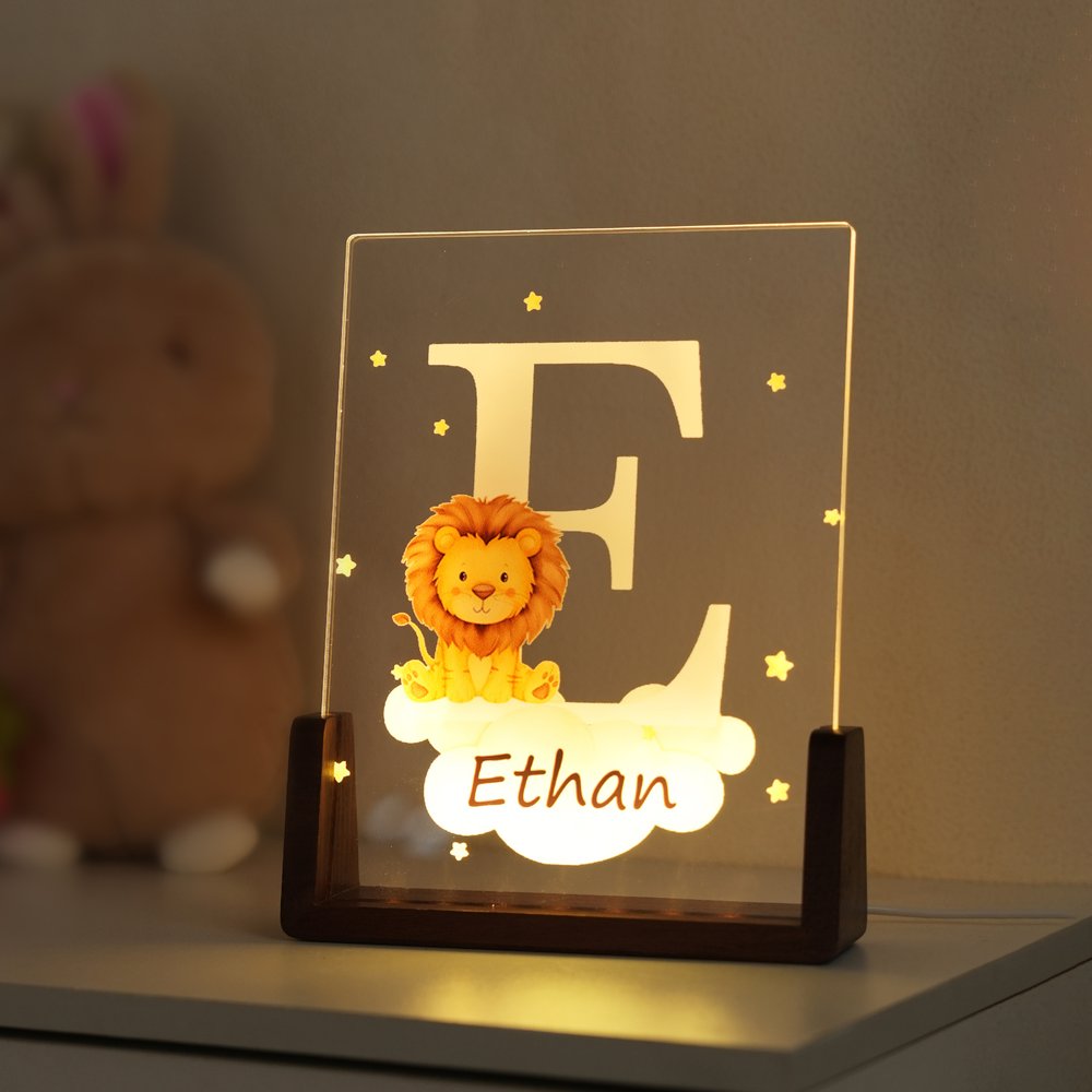 Light Up Nights With Your Animal Friend - Personalized LED Night Light with Wooden Base Birthday Gift 3