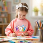 Delantal personalizado de manga larga con nombre impermeable para cocina y pintura regalo de cumpleaños para niños