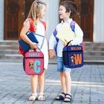 Spersonalizowana przenośna torba na lunch z imieniem i nazwiskiem oraz siateczkową kieszenią Powrót do szkoły Prezent urodzinowy dla chłopców i dziewczynek