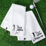 Asciugamano sportivo personalizzato super assorbente con silhouette golfista e nome regalo di compleanno per golfisti papà e mamma