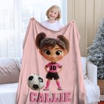 Personalisierte Weiche Decke mit Kleinem Cartoon-Fußballer Namen und Nummer Wohndeko Geburtstagsgeschenk für Jungen Mädchen Fußball-Fans