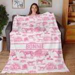 Personlig Western Horse Soft Throw Blanket med tekst Hjemmedekorasjon Bursdag Jubileum Rytterkonkurranse Gave til hesteelsker