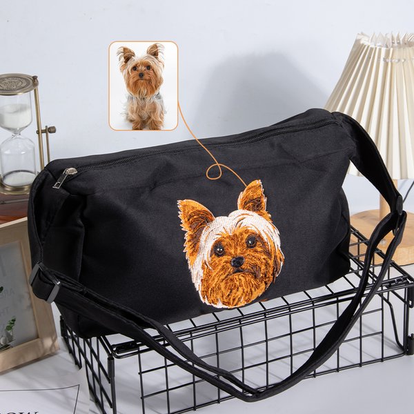 Sac à bandoulière brodé 1-3 Photos de visage d'animaux de compagnie avec noms Cadeau d'anniversaire d'adoption pour les propriétaires d'animaux de compagnie Lovers