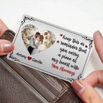 Personalized Keep This As A Reminder Puzzle Style Heart Photo Wallet Card with Names Anniversary Valentine's Day Gift for Couple Boyfriend Husband