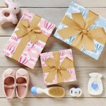 Personalized Hot Air Balloon Clouds Wrapping Paper with Name Set of 3 Gender Reveal Party Baby Shower Birthday Favor Packing for Newborn New Parents