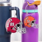 Personalized Multicolor Football Helmet Acrylic Keychain Backpack Tag with Name and Number Game Day Team Birthday Gift for Football Players Lovers 4