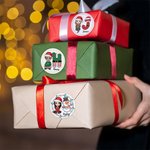 Gepersonaliseerde Cartoon Karakter Kerst Brief Set van 2 Waterdichte Stickers met initiaal en naam Kerst Festival Party Favors voor familie vrienden 2