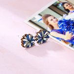 Personalised Wooden 3 Colours Pom Pom Sterling Silver Stud Earrings Back to School Game Day Team Gift for Cheerleaders
