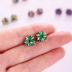 Personalised Wooden 3 Colours Pom Pom Sterling Silver Stud Earrings Back to School Game Day Team Gift for Cheerleaders