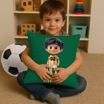 Personalisierte 3D-Fußball-Cartoon-Charakter weiches Kissen Abdeckung mit Namen und Nummer Home Decor Geburtstagsgeschenk für Jungen Mädchen