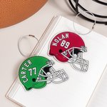 Personalized Multicolor Football Helmet Acrylic Keychain Backpack Tag with Name and Number Game Day Team Birthday Gift for Football Players Lovers 2