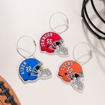 Personalized Multicolor Football Helmet Acrylic Keychain Backpack Tag with Name and Number Game Day Team Birthday Gift for Football Players Lovers 1