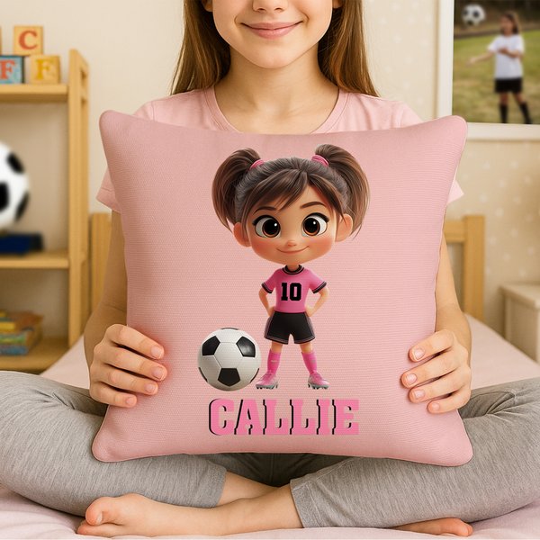Gepersonaliseerde 3D voetbal cartoon karakter zacht kussenhoes met naam en nummer Home Decor verjaardagscadeau voor jongens meisjes