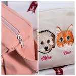 Sac à bandoulière brodé 1-3 Photos de visage d'animaux de compagnie avec noms Cadeau d'anniversaire d'adoption pour les propriétaires d'animaux de compagnie Lovers