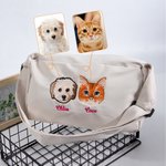 Sac à bandoulière brodé 1-3 Photos de visage d'animaux de compagnie avec noms Cadeau d'anniversaire d'adoption pour les propriétaires d'animaux de compagnie Lovers