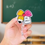 Personlig Glitter Teacher Retractable Badge Reel med titel Efternamn och Clip Tillbaka till skolan Lärarens dag Uppskattning Present för lärare Utbildare