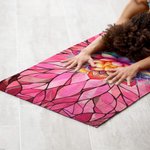 Personlig akvarell Lotusblomst Superabsorberende yogahåndkle Matte med navn og nettinglomme Sportsutstyr Bursdagsgave til kvinne