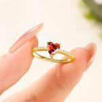 Bague d'Amour Personnalisée avec Pierre de Naissance en Forme de Cœur Cadeau Anniversaire Fête pour Femme