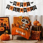Personalizado gótico fantasma esqueleto calabaza suave manta con nombre decoración del hogar Halloween Party Gift for Kid Friend Family
