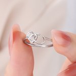 Personalized Dainty Interlocking Initial Ring with Birthstone Female Jewellery Anniversary Birthday Gift for Women