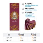 Personalized Character Lotus Flower Non Slip Yoga Mat Towel with Name and Mesh Travel Bag Sports Accessories Fitness Gift for Yoga Lovers