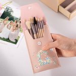 Personalized Floral Butterfly Initial PU Leather Makeup Brush Bag Set with Name and 8 Pcs Makeup Brushes Travel Essentials Birthday Gift for Women