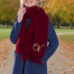 Personalized Birth Flower Soft Warm Tassel Scarf with Initial Anniversary Birthday Gift for Friend Family
