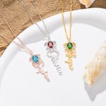 Personalizada Tortuga Birthstone Zircon Collar con Nombre Dainty Joyería Aniversario Cumpleaños Regalo para Mujeres Turtle Lovers