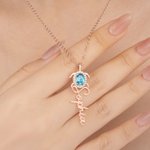 Personalizada Tortuga Birthstone Zircon Collar con Nombre Dainty Joyería Aniversario Cumpleaños Regalo para Mujeres Turtle Lovers