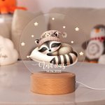 Personalisiertes Tiermotiv LED-Nachtlicht mit Namen Holzsockel Kinderzimmer Dekoration Babyparty Geburtstag Geschenk für Kinder